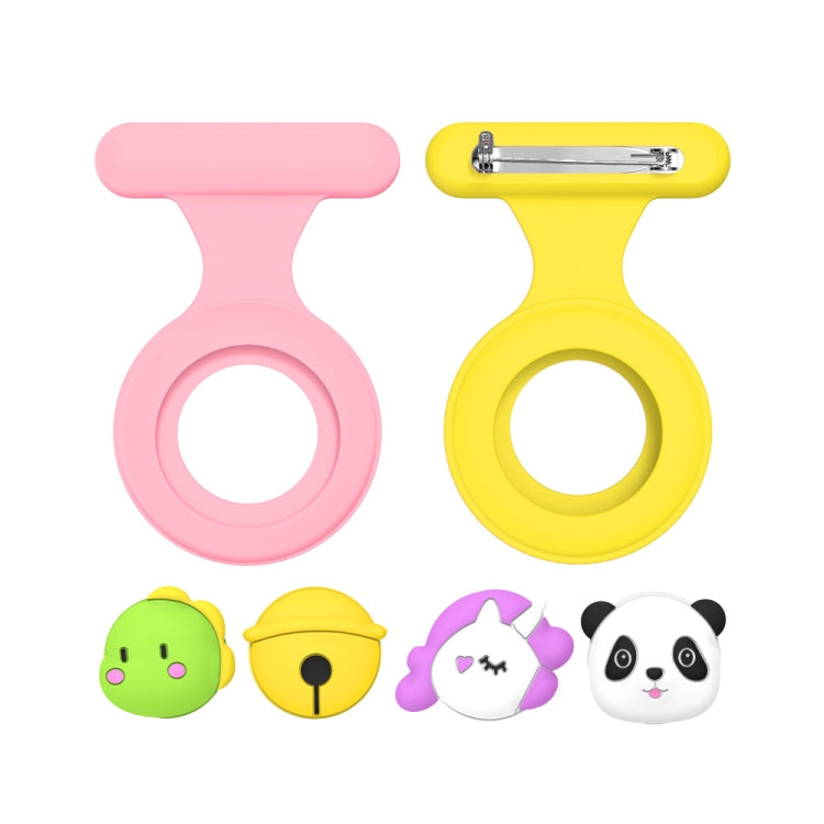 For AirTag 2pcs Silicone Protective Case Kids Brooch Snap Cartoon Locator Case(Pink+Yellow) - free shipping - PMC TechLife - Order now!