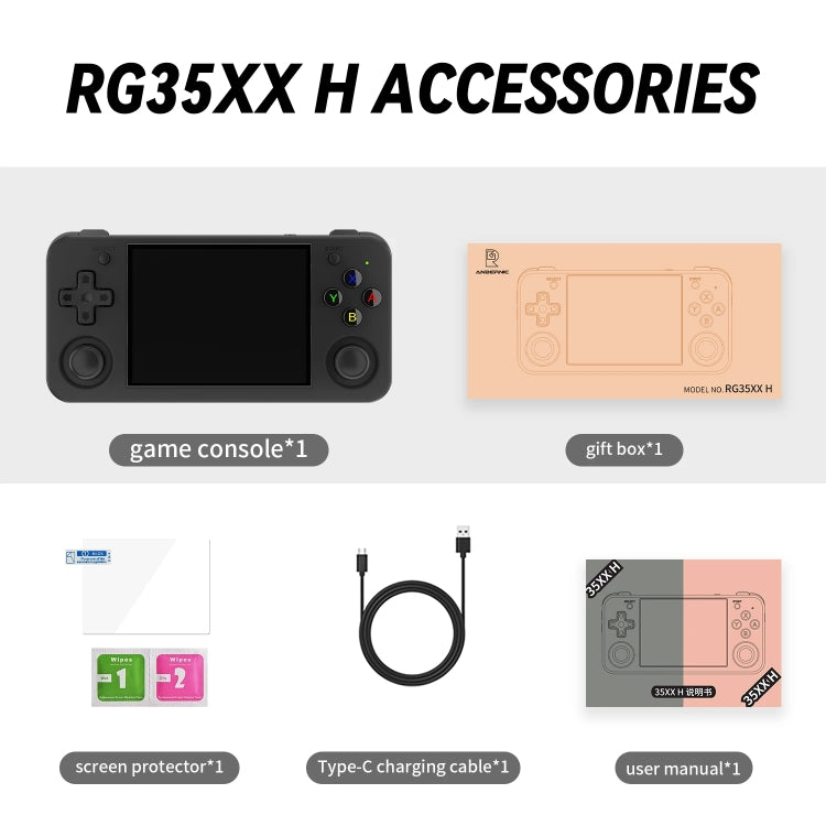ANBERNIC RG35XX H Handheld Game Console 3.5 Inch IPS Screen Linux System 64GB+128GB(Transparent Purple) - free shipping - PMC Jewellery - Order now!