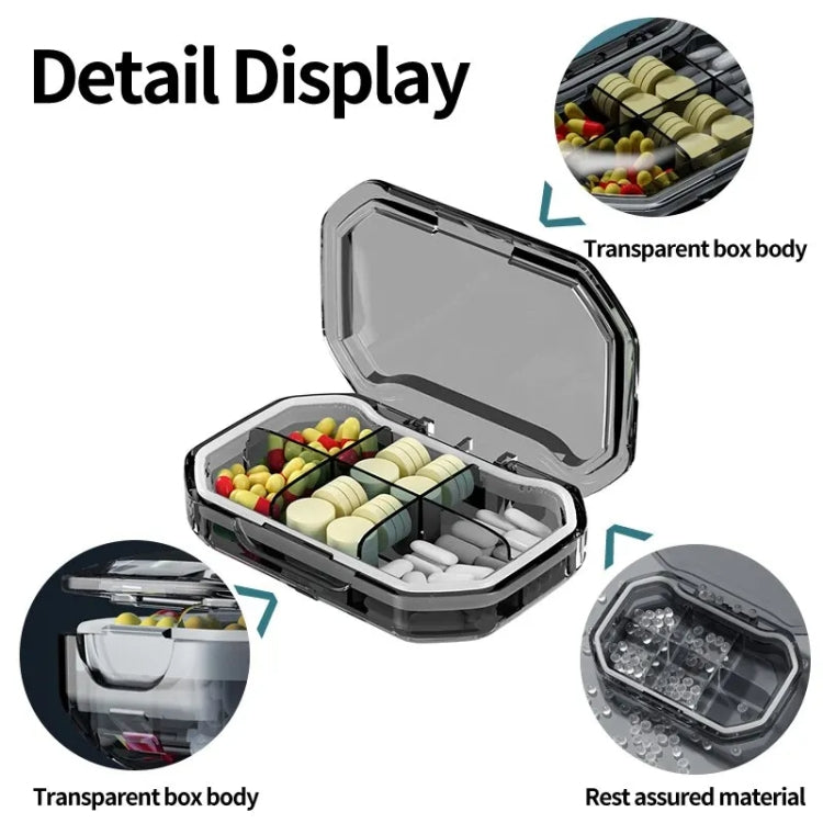 Portable Mini Compartmentalized Sealed Pill Box Weekly Morning And Evening Pill Capsule Dispensing Box, Style: 6 Grids Gray - free shipping - PMc TechLife - Order now!