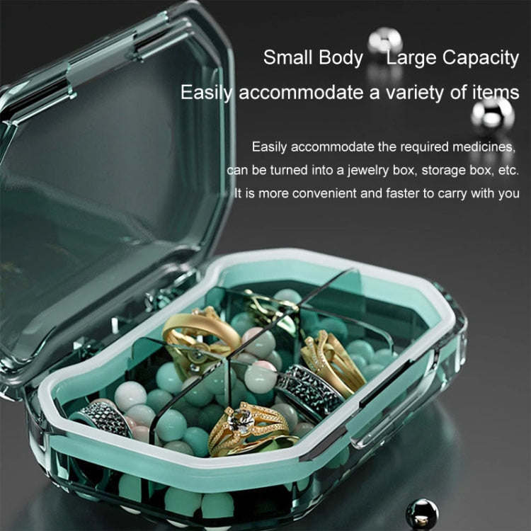 Portable Mini Compartmentalized Sealed Pill Box Weekly Morning And Evening Pill Capsule Dispensing Box, Style: 4 Grids Blue - free shipping - PMc TechLife - Order now!
