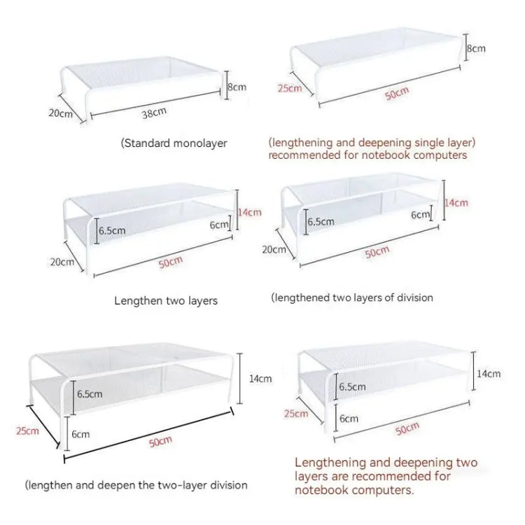 Computer Monitor Elevated Bracket Desk Wrought Iron Rack Organizer, Spec: Deepen Dual Layer - Laptop Stand by PMC TechLife | Online Shopping South Africa | PMC TechLife | Buy Now Pay Later Mobicred