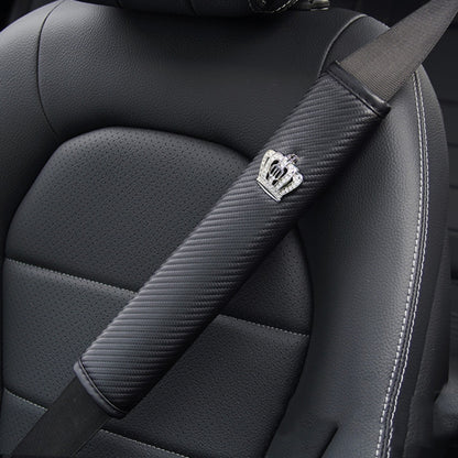 30cm Crown Carbon Fiber Car Leather Seat Belt Cover Shoulder Pads For Trucks - Seat Belts & Padding by PMC Jewellery | Online Shopping South Africa | PMC Jewellery | Buy Now Pay Later Mobicred