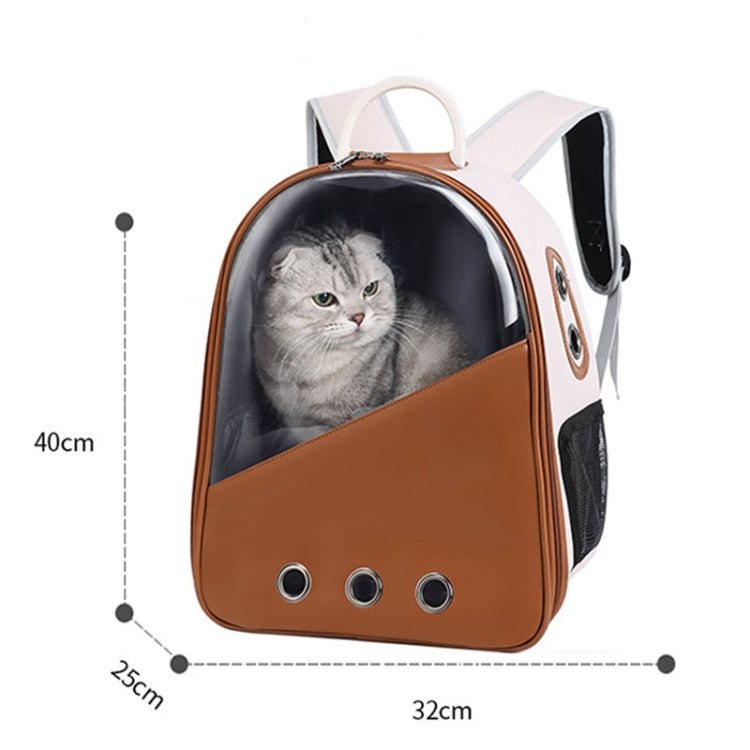 PU Pet Bag Cats And Dogs Outing Carrying Capsule Double Shoulder Backpacks(Model 1 Brown) - Pet Bags by PMC TechLife | Online Shopping South Africa | PMC TechLife | Buy Now Pay Later Mobicred