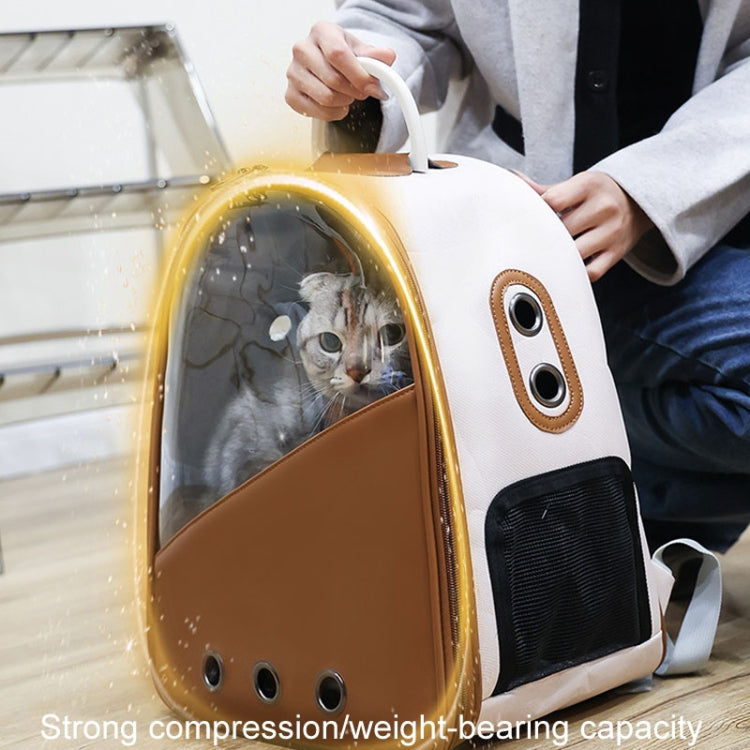 PU Pet Bag Cats And Dogs Outing Carrying Capsule Double Shoulder Backpacks(Model 1 Brown) - Pet Bags by PMC TechLife | Online Shopping South Africa | PMC TechLife | Buy Now Pay Later Mobicred