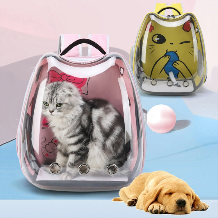 Cartoon Pattern Cat Transparent Pet Bag Space Capsule Portable Pet Backpack, Color: Blue - free shipping - PMC TechLife - Order now!