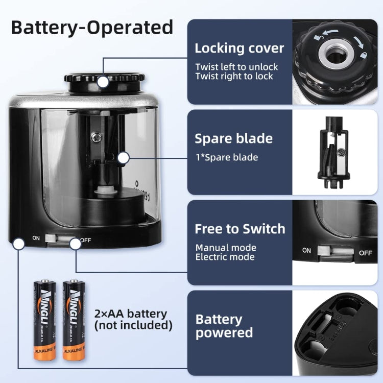 TENWIN Electrical Pencil Sharpener Student Stationery Semi-Automatic Sharpeners Battery Model(Pink) - free shipping - PMc TechLife - Order now!