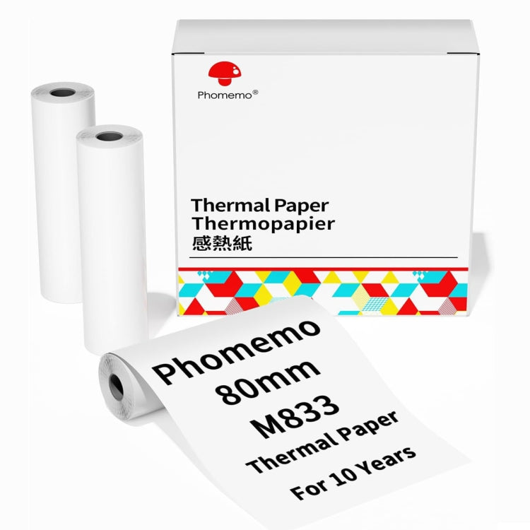 Phomemo 3rolls /Box 80mm Writing Quick-Drying Thermal Paper 10-Year Long-Lasting For M832 / M833 / M834 / M835 Printer - Printer Accessories by PMC Jewellery | Online Shopping South Africa | PMC Jewellery | Buy Now Pay Later Mobicred