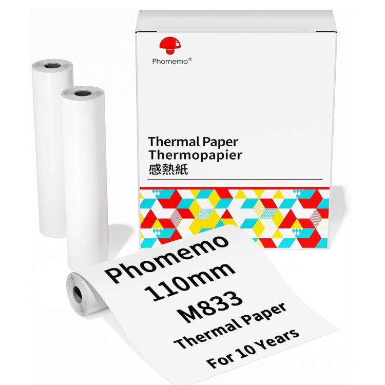 Phomemo 3rolls /Box 110mm Writing Quick-Drying Thermal Paper 10-Year Long-Lasting For M832 / M833 / M834 / M835 Printer - Printer Accessories by PMC Jewellery | Online Shopping South Africa | PMC Jewellery | Buy Now Pay Later Mobicred