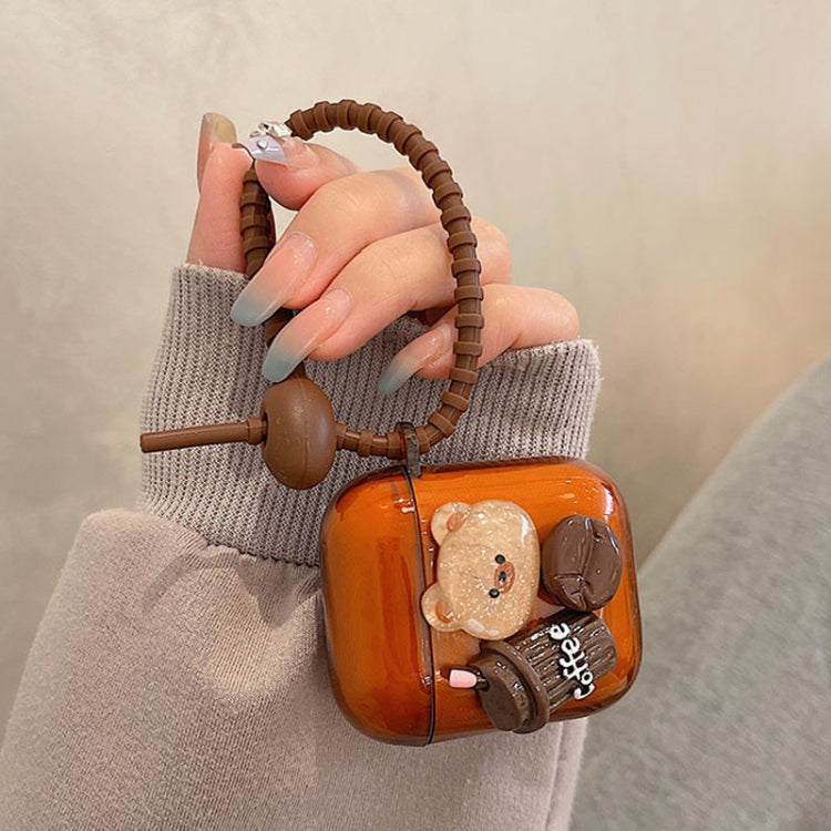 For AirPods Pro Cartoon 3D Coffee Bear Headphones Case Protective Shell Cover - For AirPods Pro by PMC Jewellery | Online Shopping South Africa | PMC Jewellery | Buy Now Pay Later Mobicred