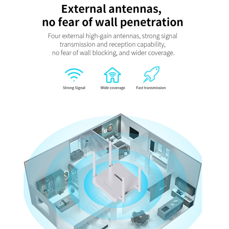 COMFAST CF-N1 V2  300Mbps WIFI4 Wireless Router With 1 Wan + 4 Lan RJ45 Ports,EU Plug - free shipping - PMC Jewellery - Order now!