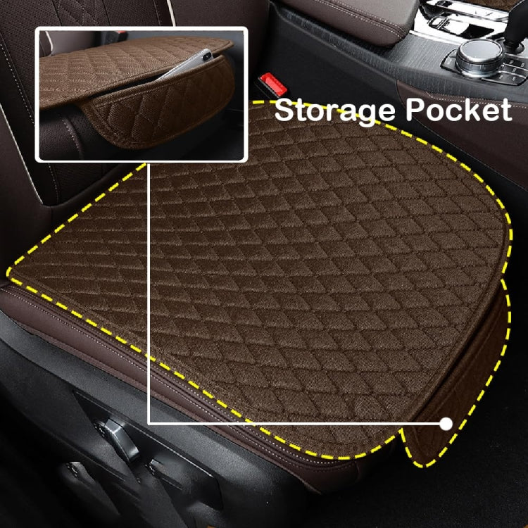 Non-Slip Rhombus Imitation Linen Car Seat Cushion, Color: Brown Front Row - Seat Accessories by PMC Jewellery | Online Shopping South Africa | PMC Jewellery | Buy Now Pay Later Mobicred