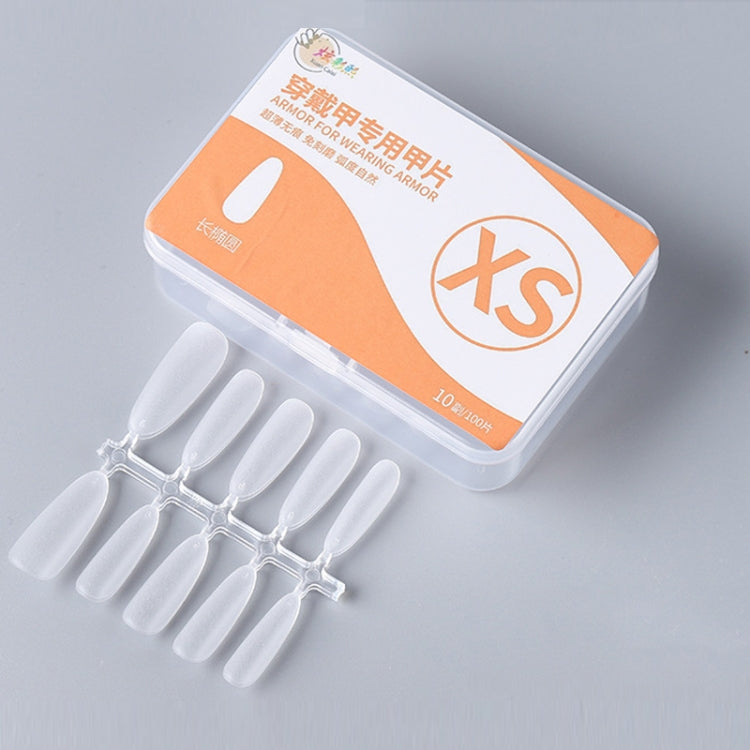 10pairs Of 100pcs/Box Frosted False Nails Artificial Tip, Shape: Long Ellipse XS - free shipping - PMC Jewellery - Order now!