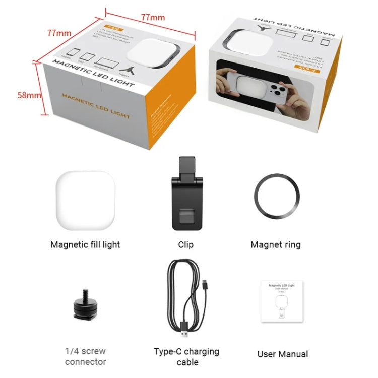 Mini Magnetic Fill Light Rechargeable Tri-Color Temperature Selfie Light - Selfie Light by PMC Jewellery | Online Shopping South Africa | PMC Jewellery