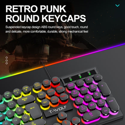 T-WOLF TF270 Colorful Light Effect Retro Gaming Wired Keyboard And Mouse Set(Set) - Wired Keyboard by T-WOLF | Online Shopping South Africa | PMC Jewellery | Buy Now Pay Later Mobicred