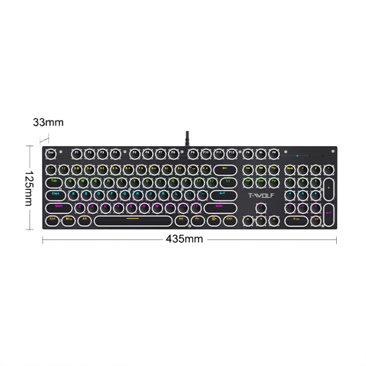 T-WOLF T75 104 Keys Adjustable RGB Light Computer Game Wired Mechanical Keyboard(Black) - Wired Keyboard by T-WOLF | Online Shopping South Africa | PMC Jewellery | Buy Now Pay Later Mobicred