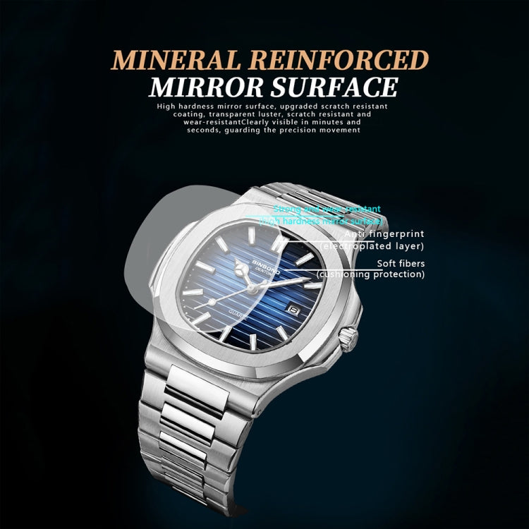 BINBOND B1885 30m Waterproof Retro Luminous Square Men Quartz Watch, Color: White Steel-Blue - Metal Strap Watches by BINBOND | Online Shopping South Africa | PMC Jewellery