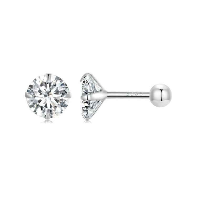 S925 Sterling Silver Platinum Plated Zircon Stud Earrings Jewelry, Color: White Zirconia M - Stud Earrings & Earrings by PMC Jewellery | Online Shopping South Africa | PMC Jewellery