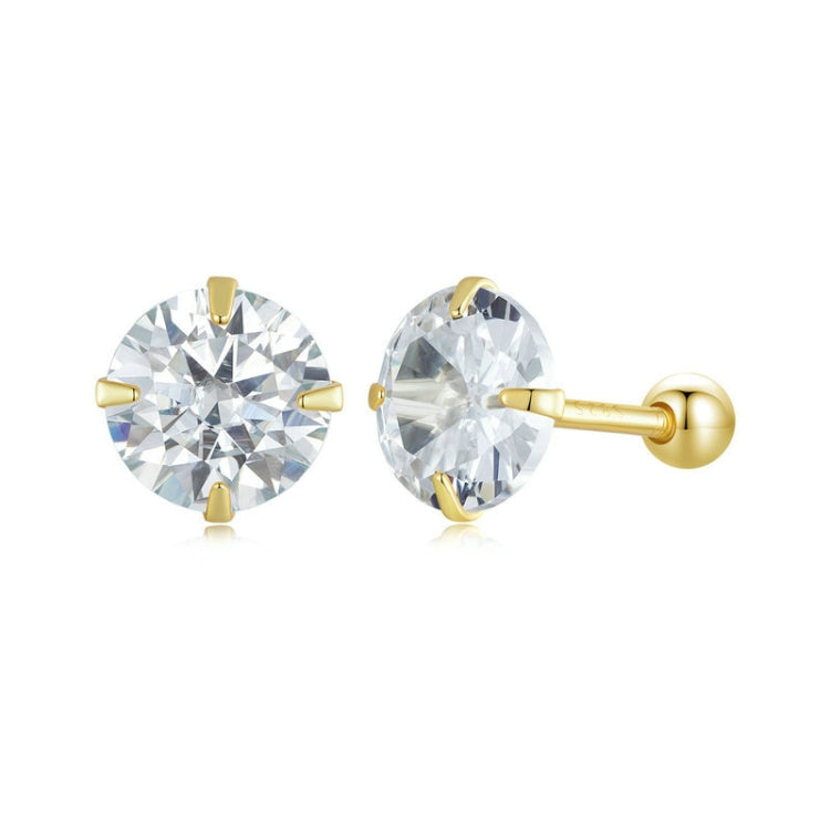 S925 Sterling Silver Platinum Plated Zircon Stud Earrings Jewelry, Color: Gold White Zirconia L - Stud Earrings & Earrings by PMC Jewellery | Online Shopping South Africa | PMC Jewellery