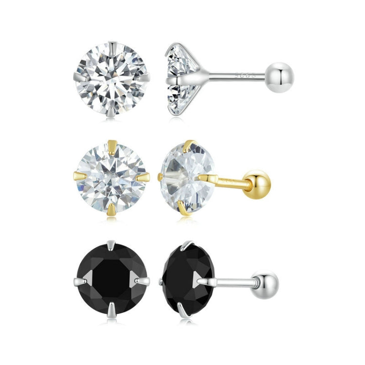 S925 Sterling Silver Platinum Plated Zircon Stud Earrings Jewelry, Color: Black Zircon L - Stud Earrings & Earrings by PMC Jewellery | Online Shopping South Africa | PMC Jewellery