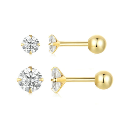 S925 Sterling Silver Platinum Plated Zircon Stud Earrings Jewelry, Color: Gold White Zirconia S - Stud Earrings & Earrings by PMC Jewellery | Online Shopping South Africa | PMC Jewellery