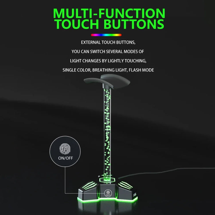 RGB Lighted Headphone Stand With Ambient Light USB Expansion Port Headphone Display Bracket, Style: With 3.5mm Port - Headset Stand by PMC Jewellery | Online Shopping South Africa | PMC Jewellery | Buy Now Pay Later Mobicred