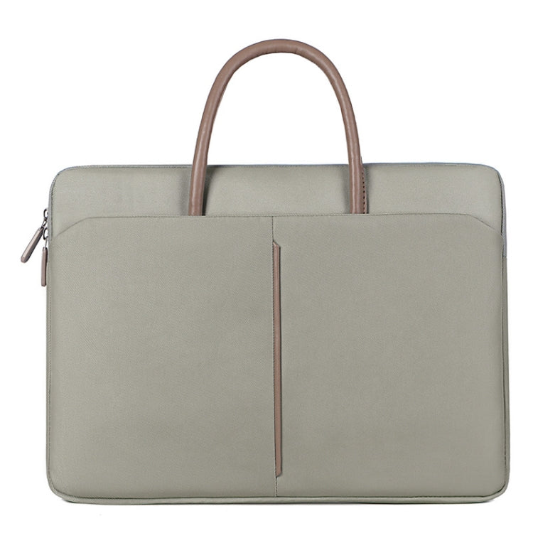 14 -14.6 Inch Oxford Cloth Laptop Bag Mens Womens Briefcase with PU Handle(Gray Green) - 14.1 inch by PMC Jewellery | Online Shopping South Africa | PMC Jewellery | Buy Now Pay Later Mobicred