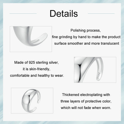 S925 Sterling Silver Plain Aperture Adjustable Ring(SCR983-BE) - Rings by PMC Jewellery | Online Shopping South Africa | PMC Jewellery