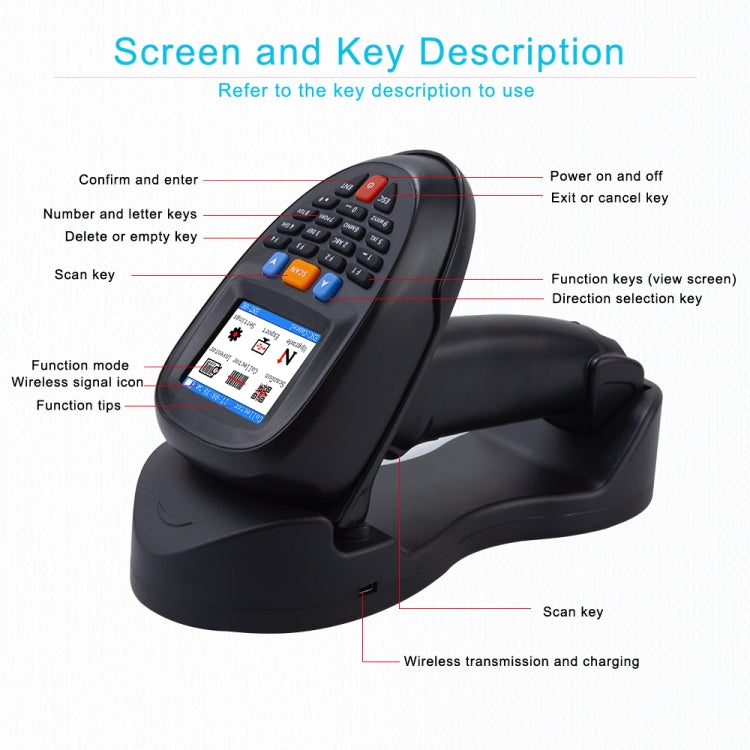 NEWSCAN 1D Laser  Wireless Barcode Reader Scanner Data Collector With 2.2-Inch LCD Screen - free shipping - PMC TechLife - Order now!