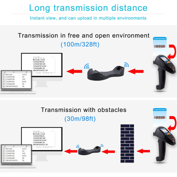 NEWSCAN 1D CCD Red Light Wireless Barcode Reader Scanner Data Collector With 2.2-Inch LCD Screen - free shipping - PMC TechLife - Order now!