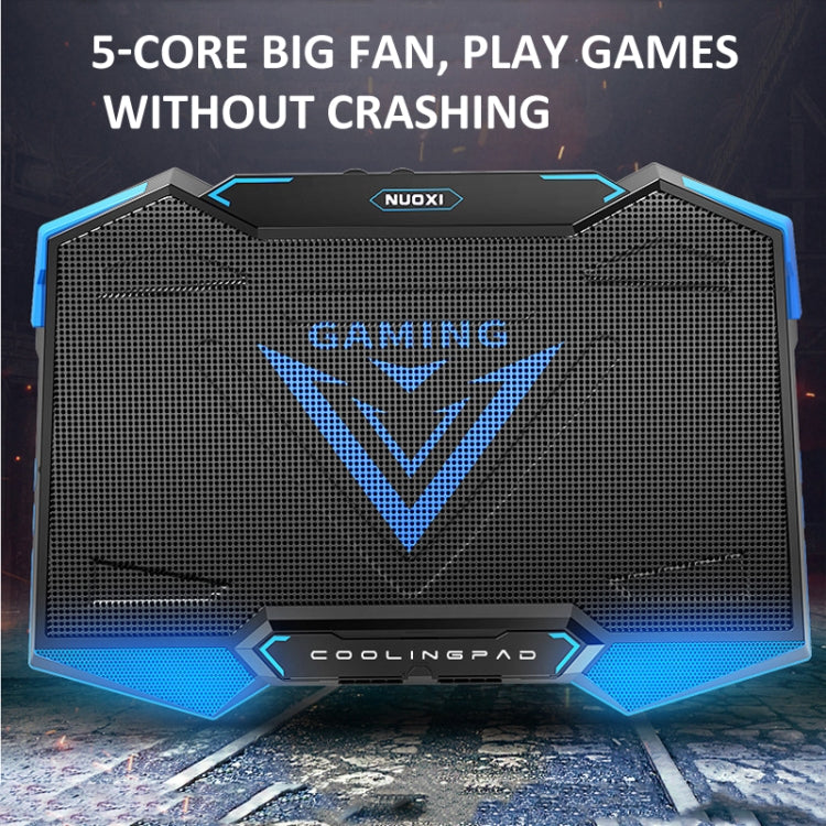 NUOXI 5 Fans Laptop Radiator Bracket Height Adjustable with Dual USB Ports(Black and Red) - free shipping - PMC Jewellery - Order now!