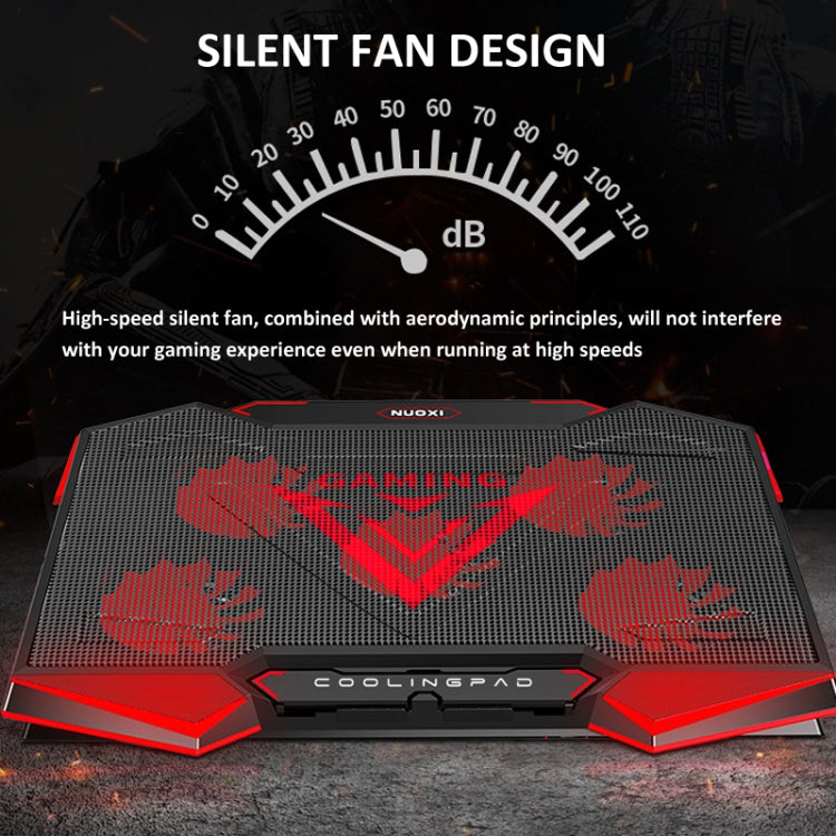 NUOXI 5 Fans Laptop Radiator Bracket Height Adjustable with Dual USB Ports(Black and Blue) - free shipping - PMC Jewellery - Order now!