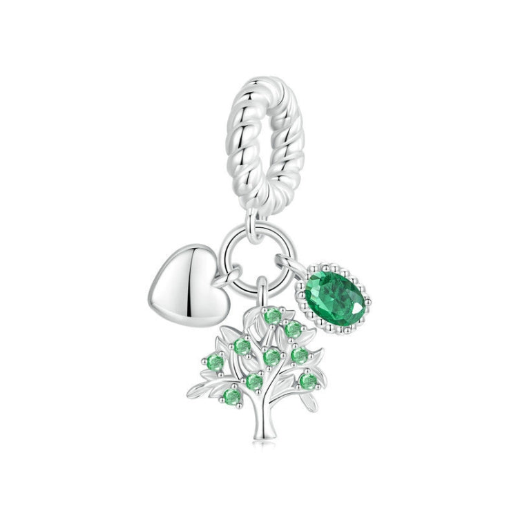 S925 Sterling Silver Platinum Plated Zircon Tree of Life DIY Pendant(BSC977) - Jewelry Accessories by PMC Jewellery | Online Shopping South Africa | PMC Jewellery