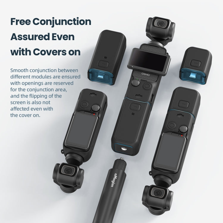 For DJI Osmo Pocket 3 AMagisn Silicone Protection Case Movement Camera Accessories, Style: 5 In 1 Blue - Case & Bags by aMagisn | Online Shopping South Africa | PMC Jewellery | Buy Now Pay Later Mobicred