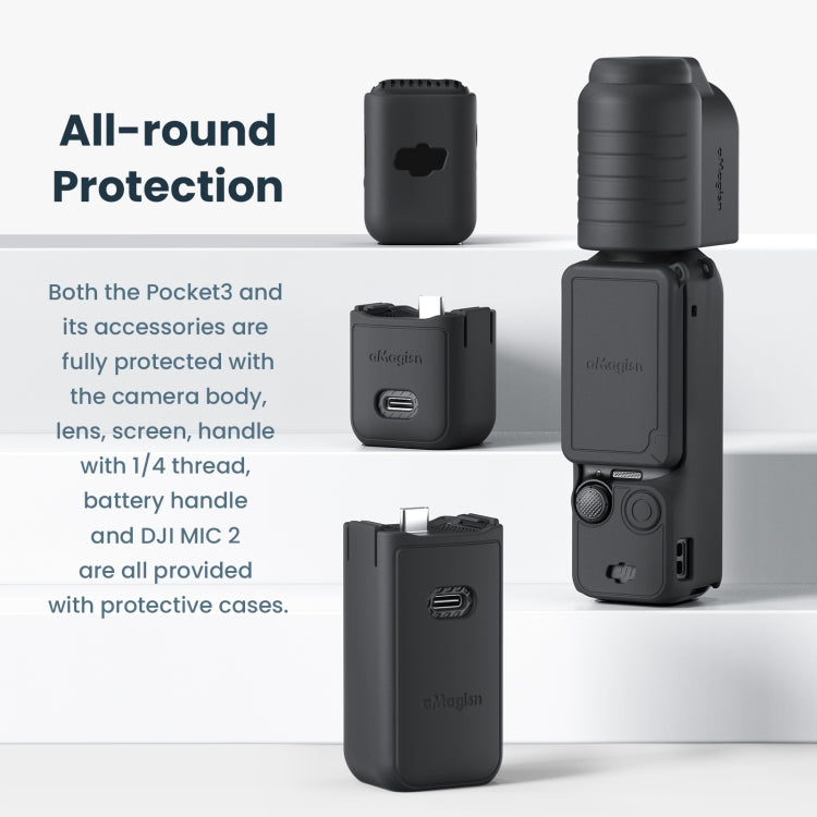 For DJI Osmo Pocket 3 AMagisn Silicone Protection Case Movement Camera Accessories, Style: 5 In 1 Gray - Case & Bags by aMagisn | Online Shopping South Africa | PMC Jewellery | Buy Now Pay Later Mobicred