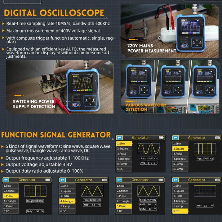FNIRSI 3 In 1 Handheld Digital Oscilloscope LCR Transistor Tester, Specification: Upgrade - free shipping - PMC TechLife - Order now!