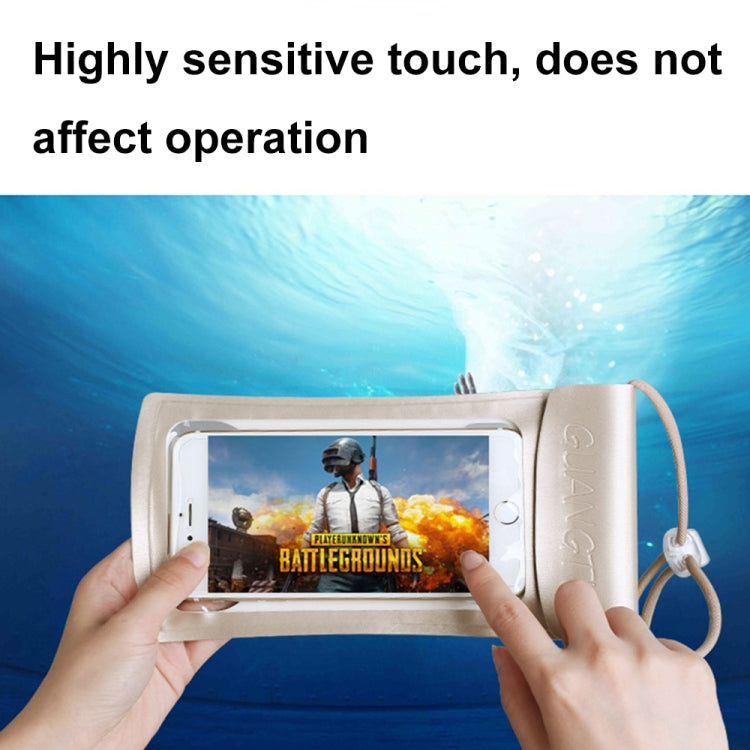 TPU Transparent Touch Screen Phone 30m Waterproof Bag Outdoor Rafting Phone Case(Silver) - Waterproof Bag by GUANGTU | Online Shopping South Africa | PMC Jewellery | Buy Now Pay Later Mobicred