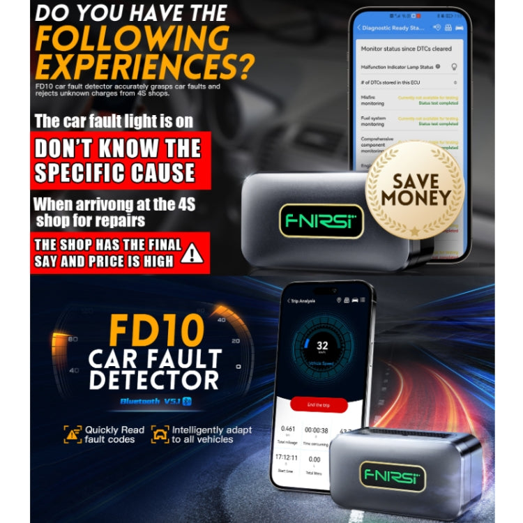FNIRSI Bluetooth 5.1 Car Engine OBD2 Fault Code Diagnostic Instrument(English) - Electronic Test by FNIRSI | Online Shopping South Africa | PMC TechLife | Buy Now Pay Later Mobicred