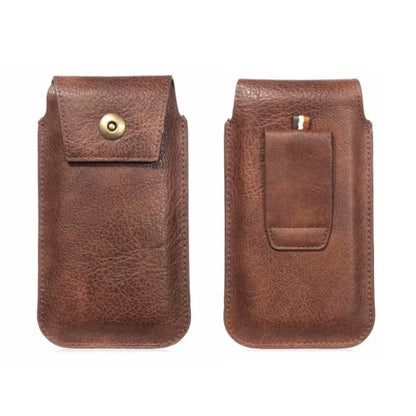 Mobile Phone Leather Waist Bag Holster Pouch L 6.7 Inch Brown -  by PMC Jewellery | Online Shopping South Africa | PMC Jewellery | Buy Now Pay Later Mobicred