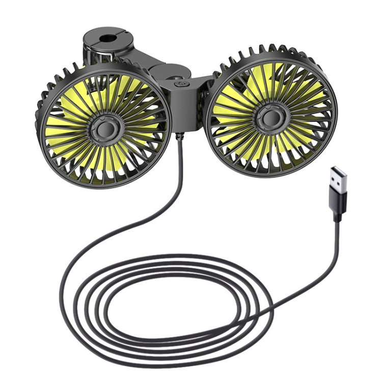 SUITU F4208 Car Cooling Fan Vehicle Rear Seatback USB Dual-Head Electrical Fan(Yellow And Black) - Heating & Fans by SUITU | Online Shopping South Africa | PMC TechLife | Buy Now Pay Later Mobicred