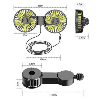 SUITU F4208 Car Cooling Fan Vehicle Rear Seatback USB Dual-Head Electrical Fan(Yellow And Black) - Heating & Fans by SUITU | Online Shopping South Africa | PMC Jewellery | Buy Now Pay Later Mobicred