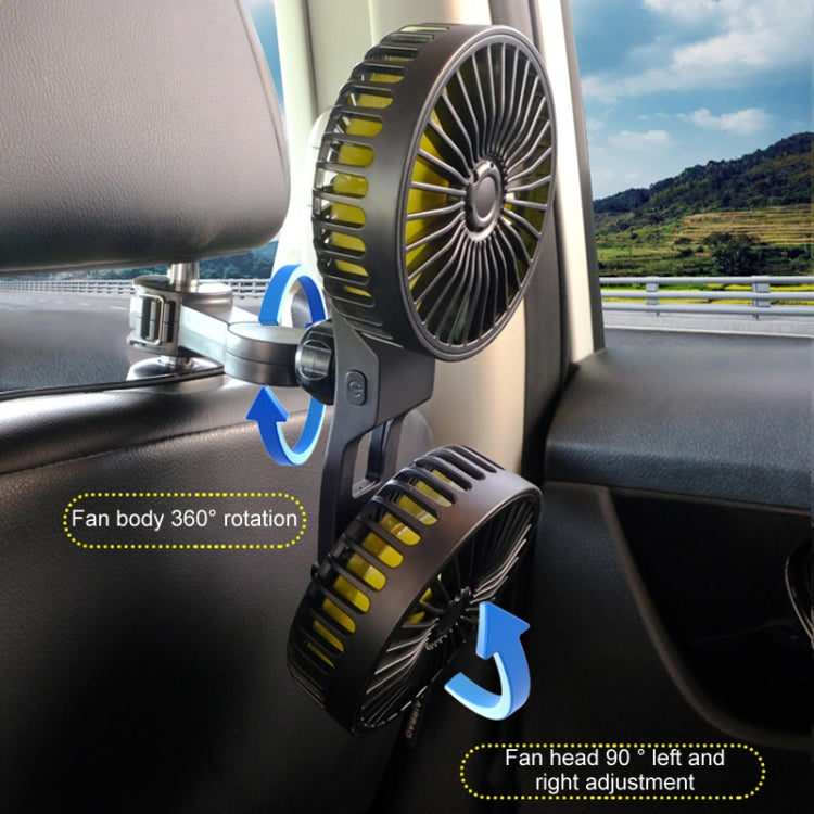 SUITU F4208 Car Cooling Fan Vehicle Rear Seatback USB Dual-Head Electrical Fan(Yellow And Black) - Heating & Fans by SUITU | Online Shopping South Africa | PMC TechLife | Buy Now Pay Later Mobicred