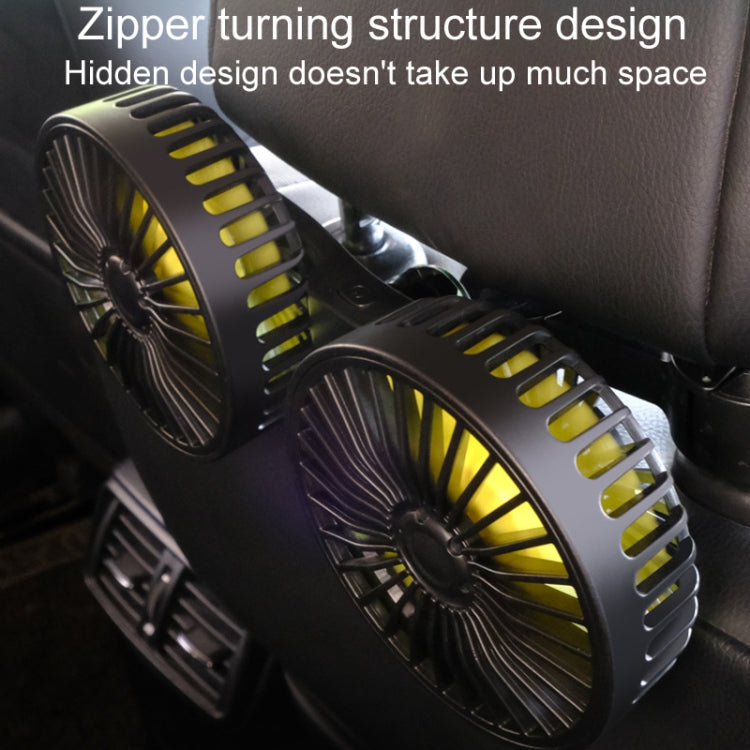 SUITU F4208 Car Cooling Fan Vehicle Rear Seatback USB Dual-Head Electrical Fan(Yellow And Black) - Heating & Fans by SUITU | Online Shopping South Africa | PMC TechLife | Buy Now Pay Later Mobicred