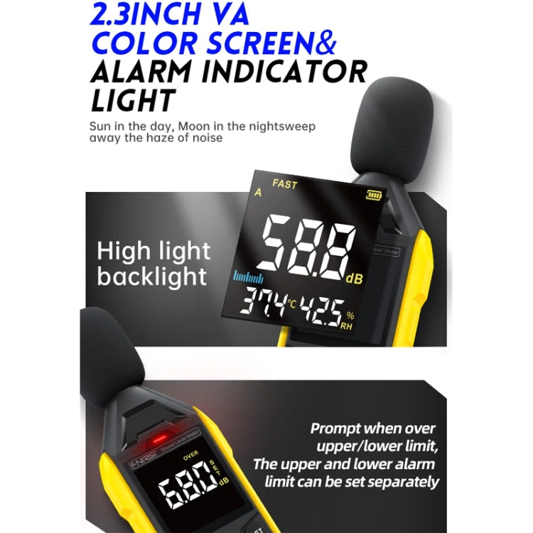 FNIRSI Noise Decibel Meter Home Volume Detector(Yellow) - Light & Sound Meter by FNIRSI | Online Shopping South Africa | PMC Jewellery | Buy Now Pay Later Mobicred