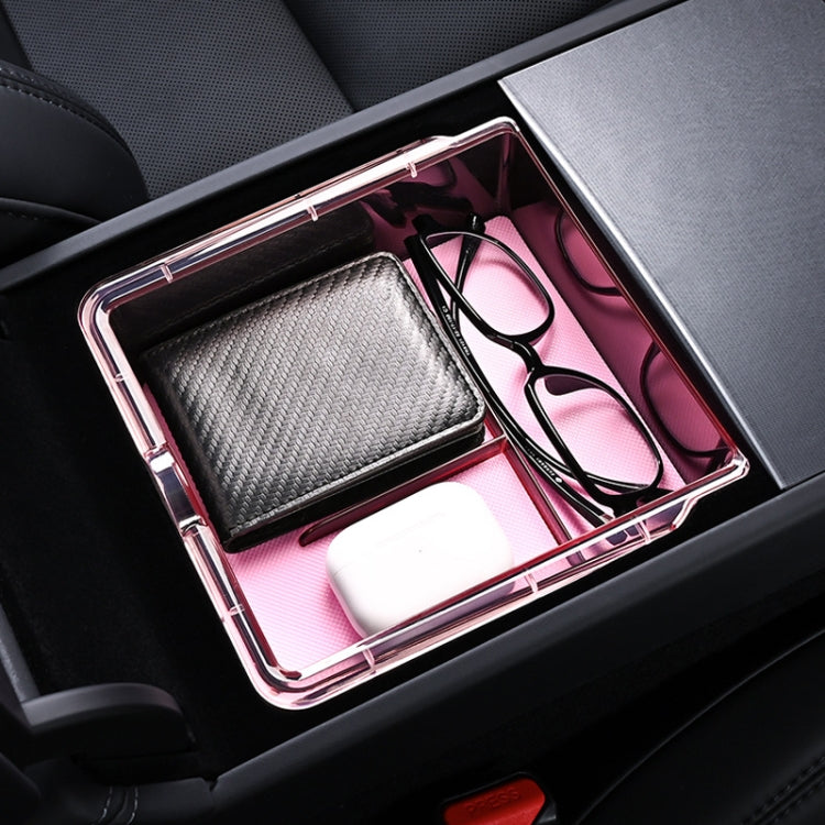 For 2023.9 Tesla Model3 Silicone Double-Layer Storage Box, Color: Pink Armrest Box - Stowing Tidying by PMC Jewellery | Online Shopping South Africa | PMC Jewellery | Buy Now Pay Later Mobicred