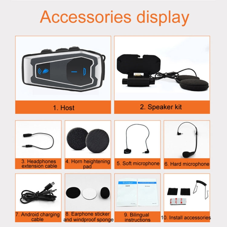 Motorcycle Helmet Bluetooth 5.0 Stereo Music Cycling Headphones(V10) - Motorcycle Walkie Talkie by PMC TechLife | Online Shopping South Africa | PMC TechLife | Buy Now Pay Later Mobicred