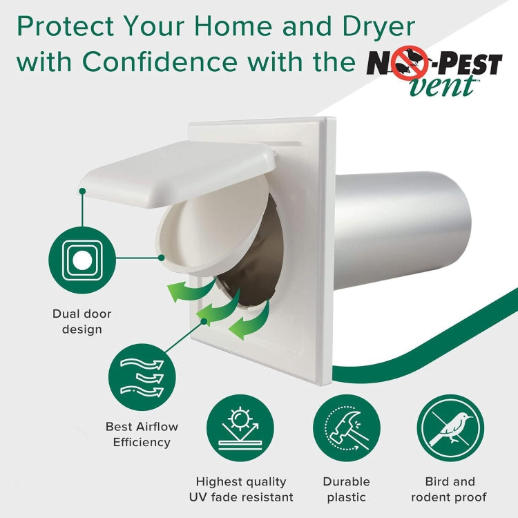 Dual Door Dryer Vent Cover No-Pest Wide Mount Exhaust Cover - Air Vent Grille by PMc TechLife | Online Shopping South Africa | PMc TechLife | Buy Now Pay Later Mobicred