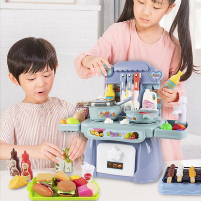 24 In 1 Childre Mini Kitchen Toys Girls Simulation Play House Cooking Kitchen Set, Model: With 14pcs Barbecue Blue - Pretend Play Toys by PMC Jewellery | Online Shopping South Africa | PMC Jewellery | Buy Now Pay Later Mobicred