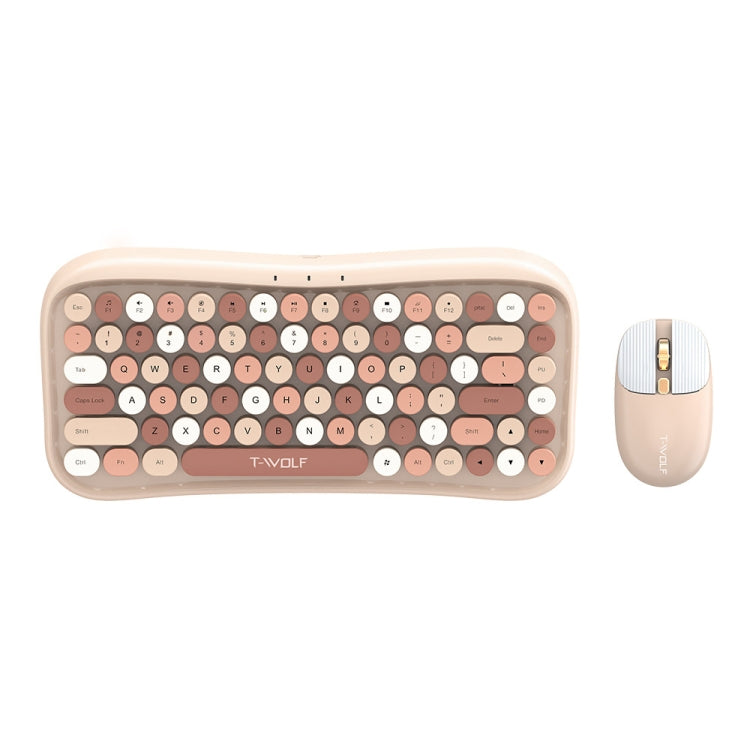 T-WOLF TF660 2.4G+5.0 Bluetooth Dual-Mode Retro Wireless Keyboard And Mouse Set(Milk Tea Color) - Wireless Keyboard by T-WOLF | Online Shopping South Africa | PMC Jewellery | Buy Now Pay Later Mobicred