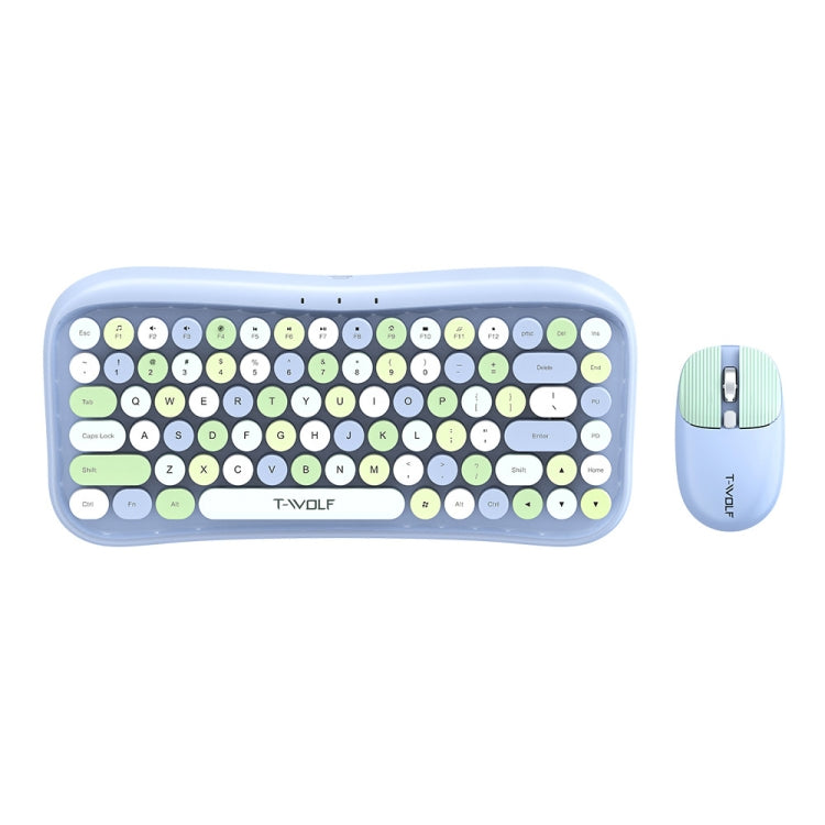 T-WOLF TF660 2.4G+5.0 Bluetooth Dual-Mode Retro Wireless Keyboard And Mouse Set(Blue) - Wireless Keyboard by T-WOLF | Online Shopping South Africa | PMC Jewellery | Buy Now Pay Later Mobicred