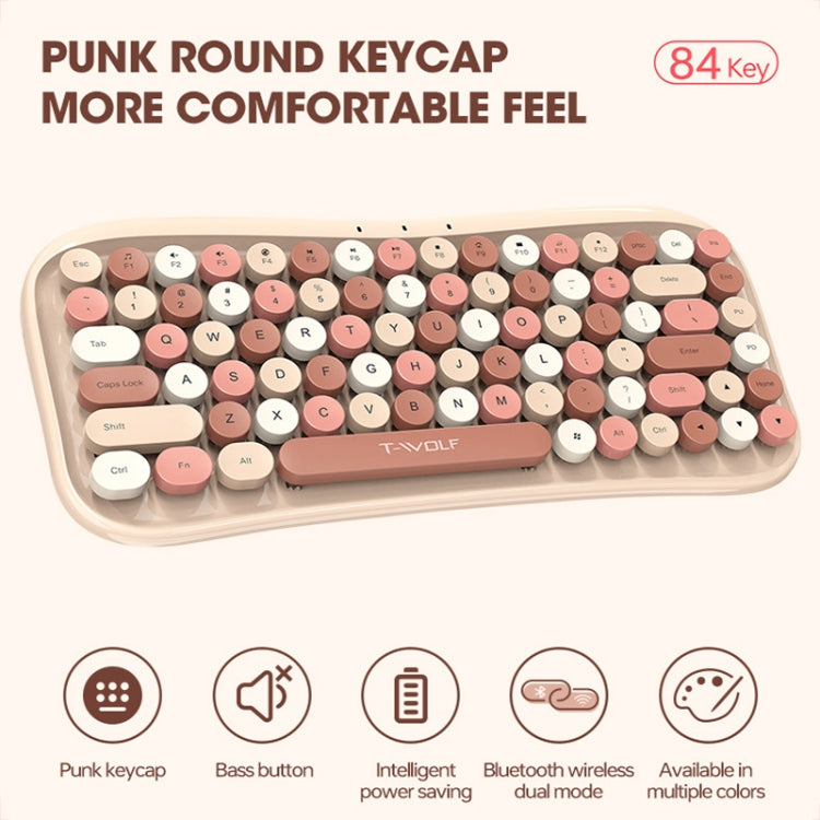 T-WOLF TF660 2.4G+5.0 Bluetooth Dual-Mode Retro Wireless Keyboard And Mouse Set(Black Red) - free shipping - PMC Jewellery - Order now!